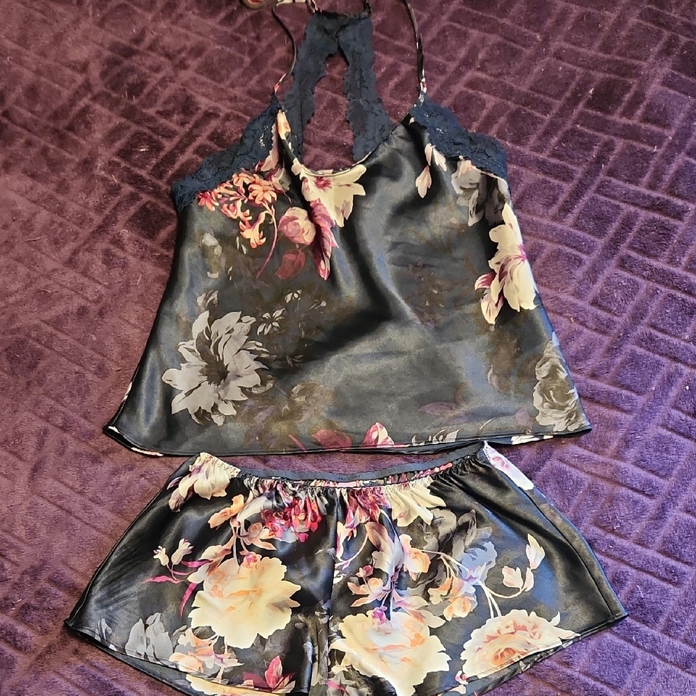 Elegant Floral Satin Pajama Set
